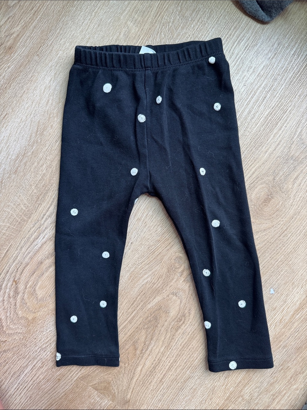 Zara Black Leggings with White Dot Pattern